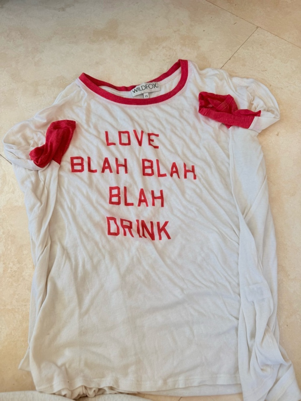 Wildfox White & Red 'Love Blah Blah Drink' Graphic Tee